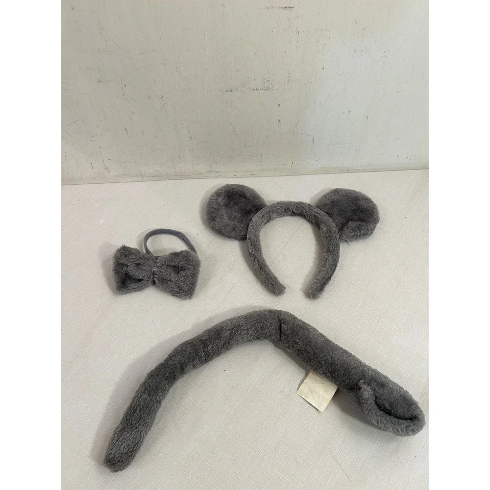 Unbranded Mouse Costume Set O/S Gray Ears Tail Bow Tie Kids Accessory